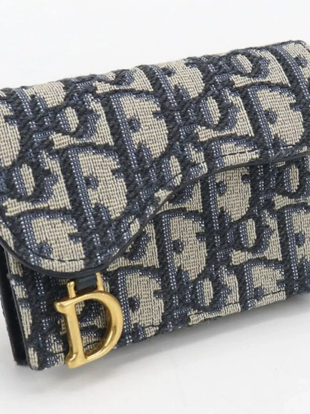 Dior Blue Mukado Holder Saddle Business Card Oblique Credit